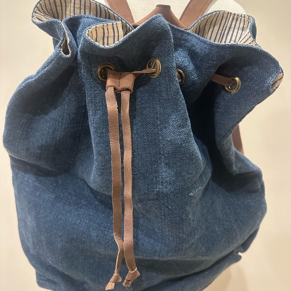 Blue Denim Canvas Backpack - Picture 1 of 4